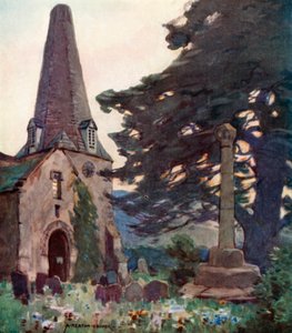 Église et croix de Porlock - Alfred Heaton Cooper