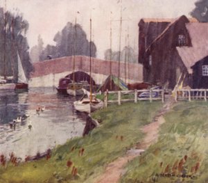 Pont de Wroxham, Norfolk, Un jour de pluie