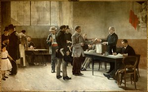 Suffrage universel : un bureau de vote en 1891