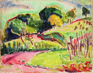 Paysage avec collines