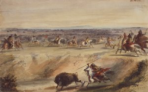 Une chasse au bison - Alfred Jacob Miller
