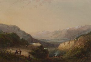 Vue lointaine sur le lac (Montagne des Vents) - Alfred Jacob Miller