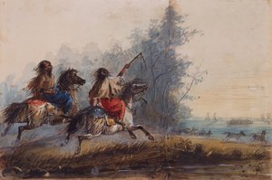 Femmes, tribu des Serpents, conduisant des chevaux, c.1837