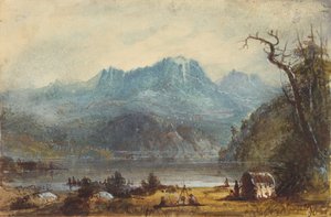 Scène de lac, montagnes Wild River, vers 1837