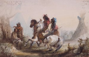 Trappeurs et Indiens Serpents conversant par signes, c.1837 (crayon, aquarelle et gouache sur papier)