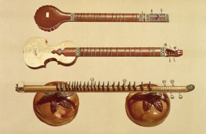 Deux sitars et une rudra vina, indiens, de 