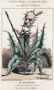 Le Cactus Spineux: Caricature de Louis Charles Delescluze (1809 - 1871) - ill. du 16/01/1871 dans "Fleurs, Fruits et Légumes du Jour"