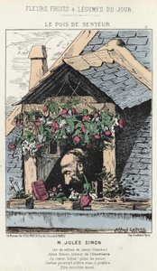 Le Pays de la Fragrance : caricature de Jules Simon (1814 - 1896) - ill. du 12/01/187 dans « Fleurs, Fruits et Légumes du Jour » - Alfred Le Petit