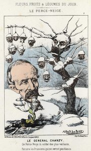 Le Perce-Neige: caricature du général Antoine Alfred Eugène Chanzy (1823 - 1883) - ill. du 15/01/1871 dans "Fleurs, Fruits et Légumes du Jour"