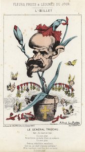 Le Œillet : Caricature sur le général Louis Jules Trochu (1815 - 1896) - ill. du 11/01/1871 dans « Fleurs, Fruits et Légumes du Jour »