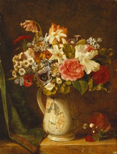 Roses, narcisses et autres fleurs dans un vase - Alfred Morgan