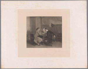Intérieur avec trois hommes fumant à une table (Les Bons Amis) - Alfred Revel