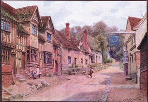 Maisons autrefois occupées par des tisserands, Kersey, Suffolk, de The Cottages and the Village Life of Rural England publié par Dent & Sons Limited