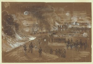 Incendie des maisons et granges de M. Muma lors du combat du 17 septembre - Alfred Rudolph Waud