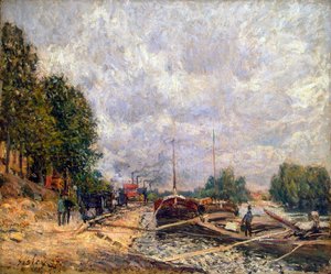 Péniches à Billancourt - Alfred Sisley