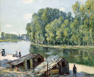 Cabanes le long du canal du Loing, effet de soleil, 1896 - Alfred Sisley