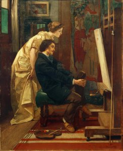 A. Stevens, Le peintre et son modèle