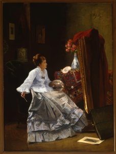 Attribué à A.Stevens, Dame à son chevalet / Peinture