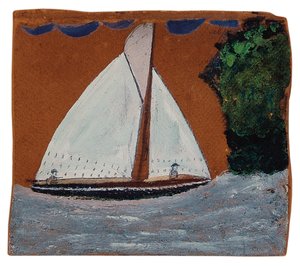Voilier avec ciel brun