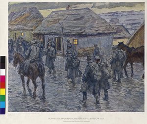 Les troupes Honved marchent sur Lubartov 1915 - Alfred Wesemann