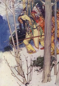 Les Indiens se glissèrent silencieusement (lithographie en couleur) - Alice Bolingbroke (after) Woodward