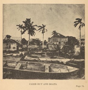 Hutte Carib et bateaux