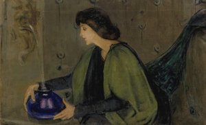Femme et paon