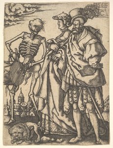 Couple et la Mort avec un tambour, de La Danse de la Mort - Allaert Claesz