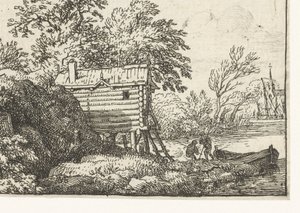 Paysage avec cabane de pêcheur