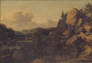 Paysage de montagne avec un couple de cavaliers au premier plan - Allaert van Everdingen