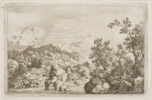 Rivière entre rochers et cabanes en bois