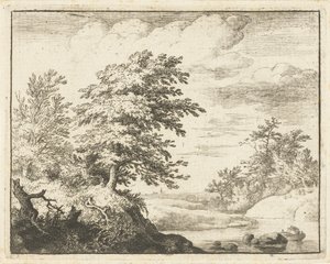 Paysage fluvial avec barque - Allaert van Everdingen