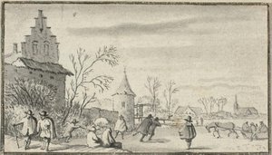 Patineurs sur un étang à l