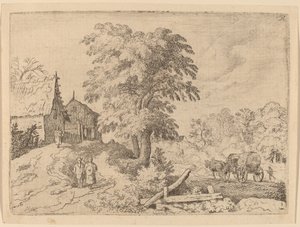Chariot avec deux chevaux de trait