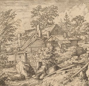 Hamlet sur un flanc de montagne, probablement vers 1645-1656
