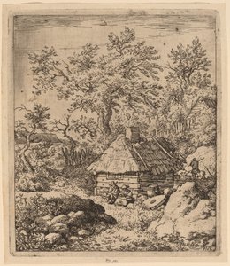 Paysage avec meule près d