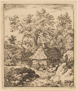 Paysage avec meule près d