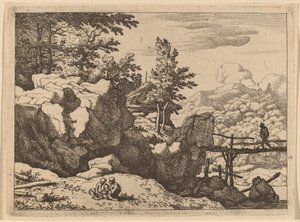 Homme sur un petit pont en bois