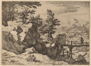 Homme sur un petit pont en bois, probablement vers 1645-1656 - Allart van Everdingen