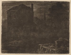 Paysage nocturne avec maison et clocher, probablement vers 1660 - Allart van Everdingen