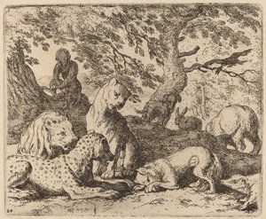 Reynard raconte son histoire et trompe son père, probablement vers 1645-1656 - Allart van Everdingen