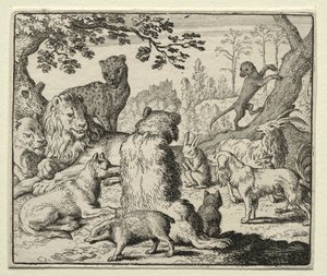 Reynard le Renard : Le Lion ordonne la recherche de Reynard - Allart van Everdingen