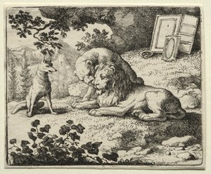 Renard le goupil : Renard promet des cadeaux au lion