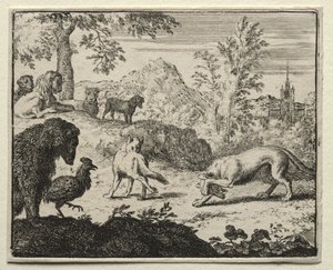 Reynard le Renard : Le Combat entre Reynard et le Loup - Allart van Everdingen