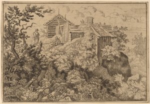 Trois cottages sur un rocher, probablement c. 1645-1656 - Allart van Everdingen