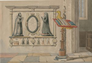 Église de Wednesbury - Monument à Thomas et Eleanor Parkes: aquarelle, 23 mars 1843