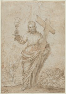 Christ tenant un calice et une croix