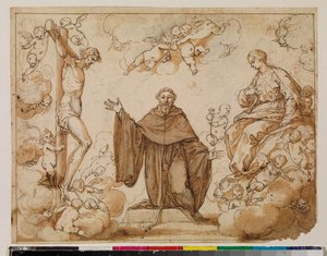 Saint Augustin hésitant entre le sang du Christ et le lait de la Vierge Marie, recto, XVIIe siècle