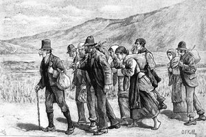 Moissonneurs irlandais en route pour l