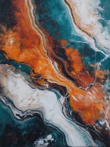 Vagues de pierres orange et bleu sarcelle